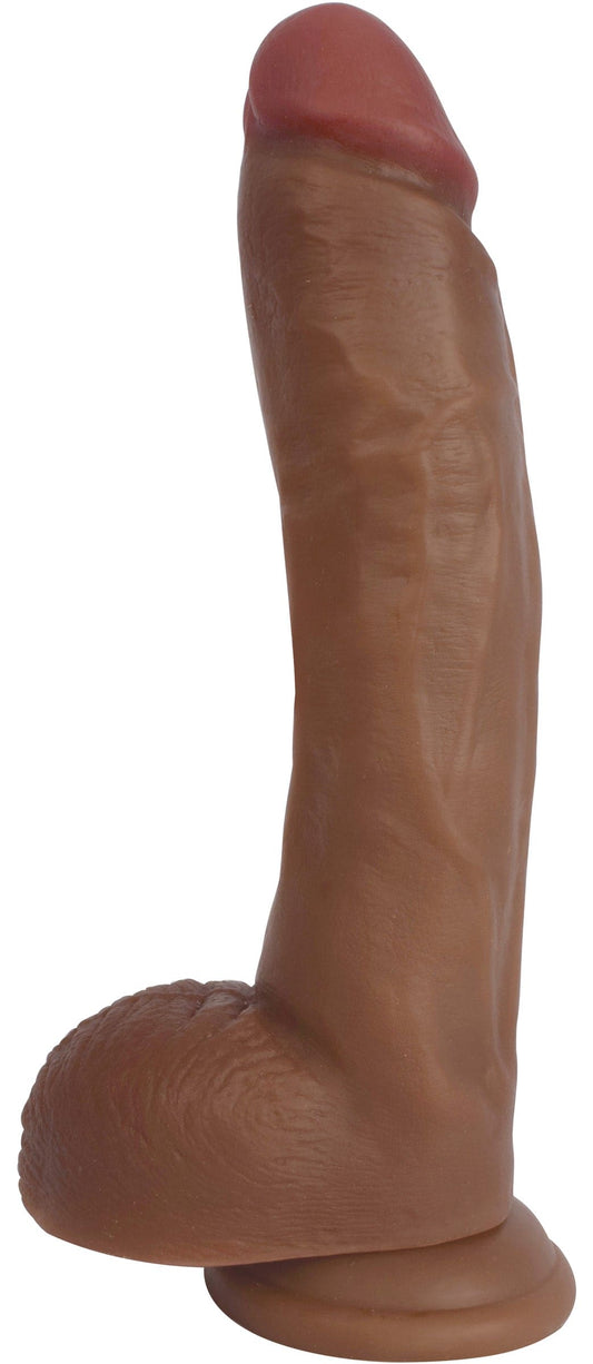 Jock Dark Bareskin Dildo with Balls - 10 Inch