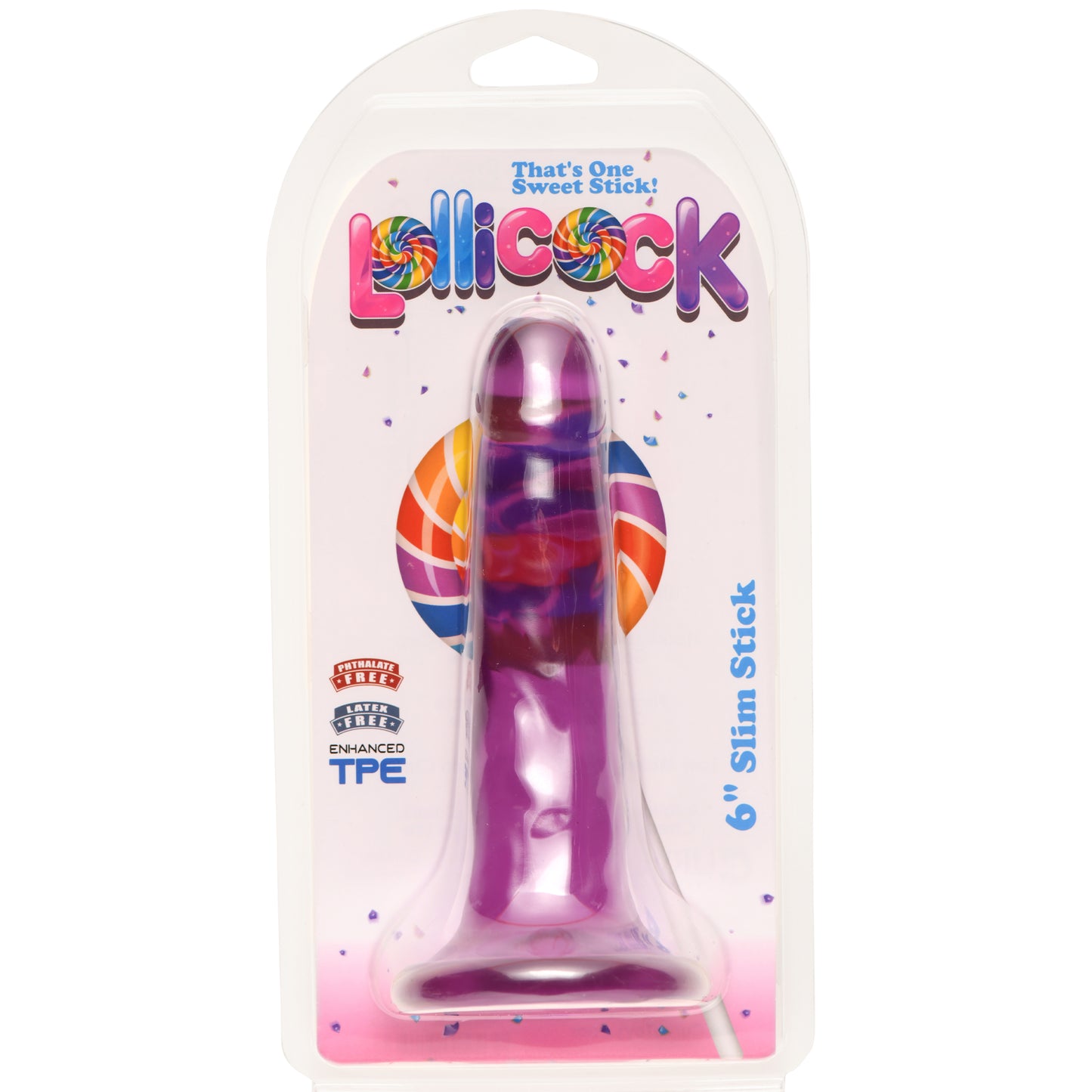 6 Inch Slim Stick with Balls Grape Ice Dildo