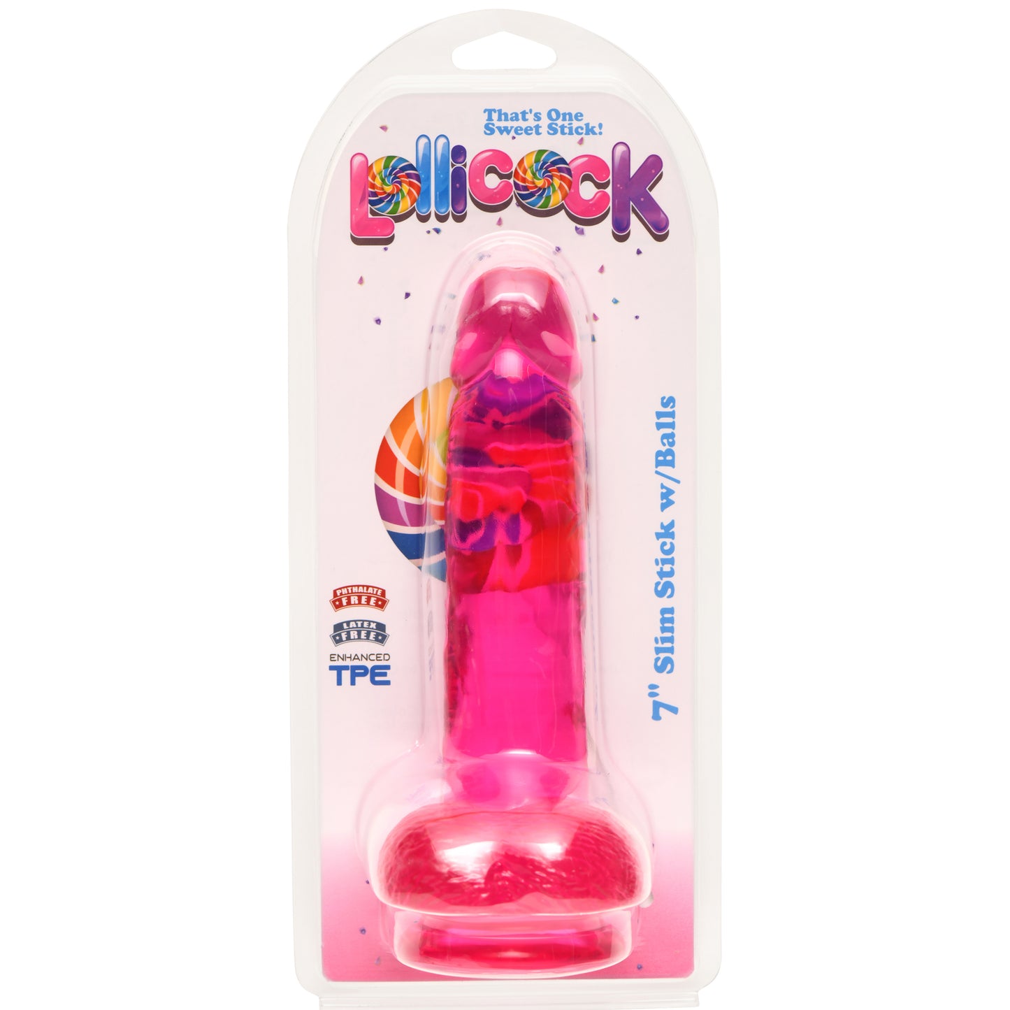 7 Inch Slim Stick with Balls Grape Ice Dildo