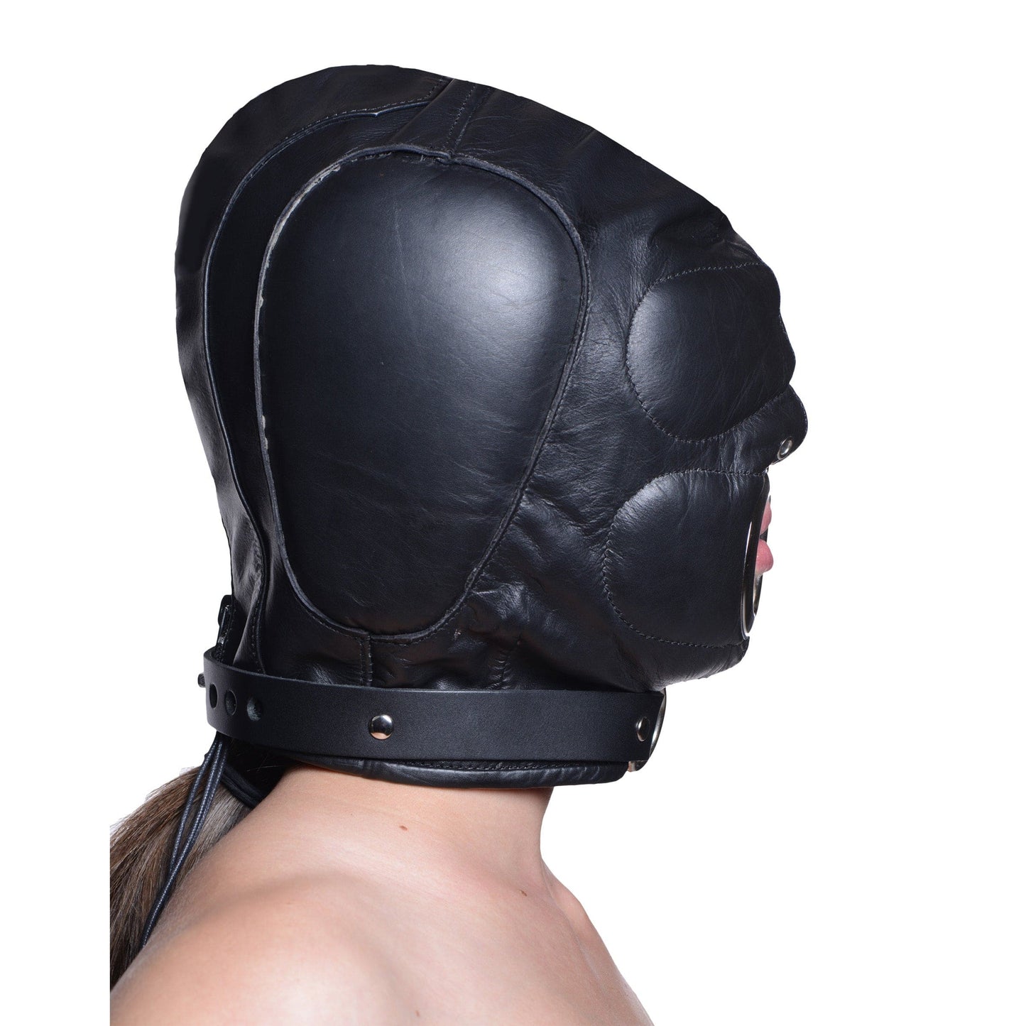 Leather Padded Hood with Mouth Hole - MediumLarge