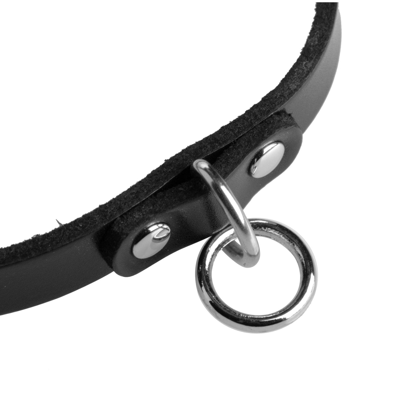 Unisex Leather Choker with O-Ring- ML