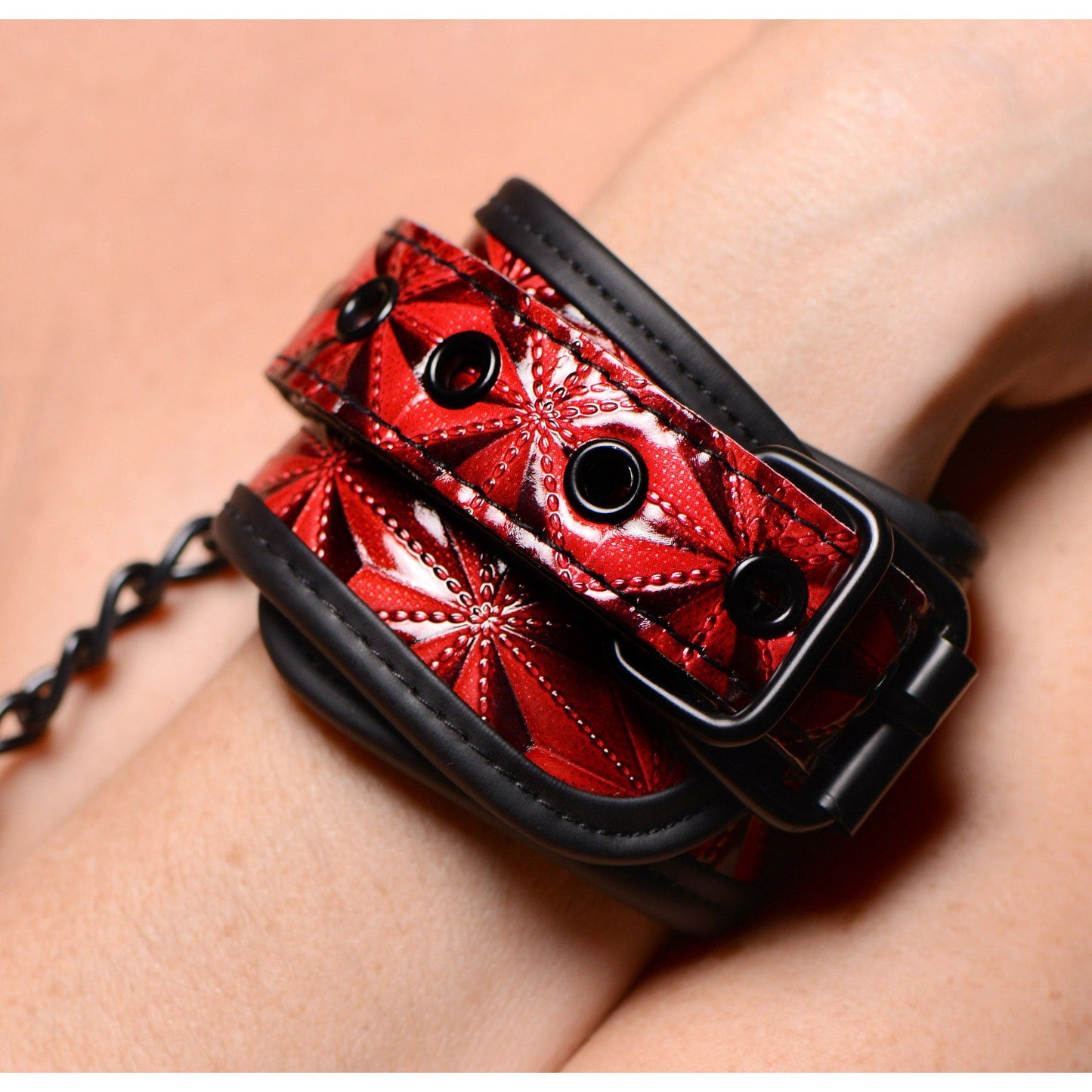 Crimson Tied Embossed Wrist Cuffs