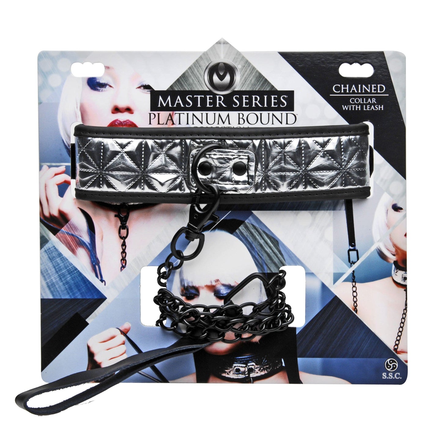 Platinum Bound Chained Collar with Leash