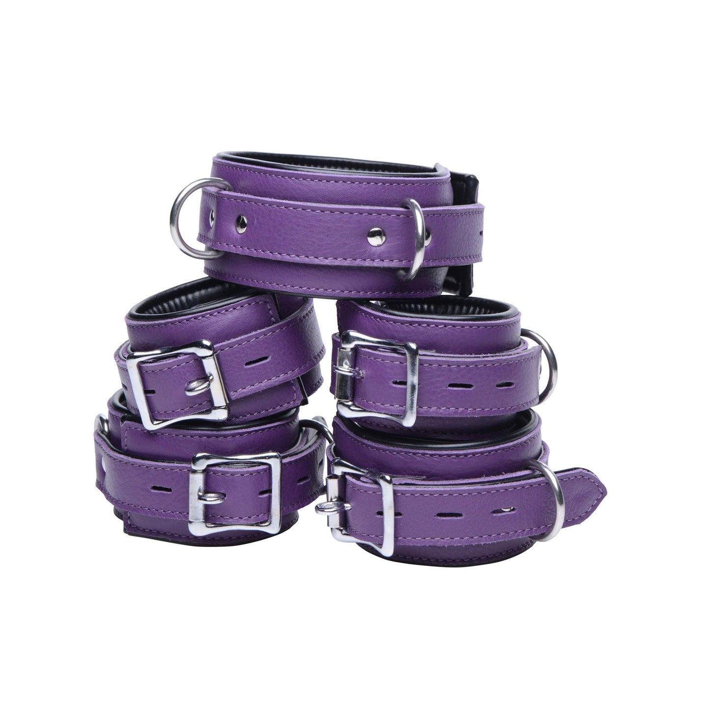 5 Piece Locking Leather Bondage Set