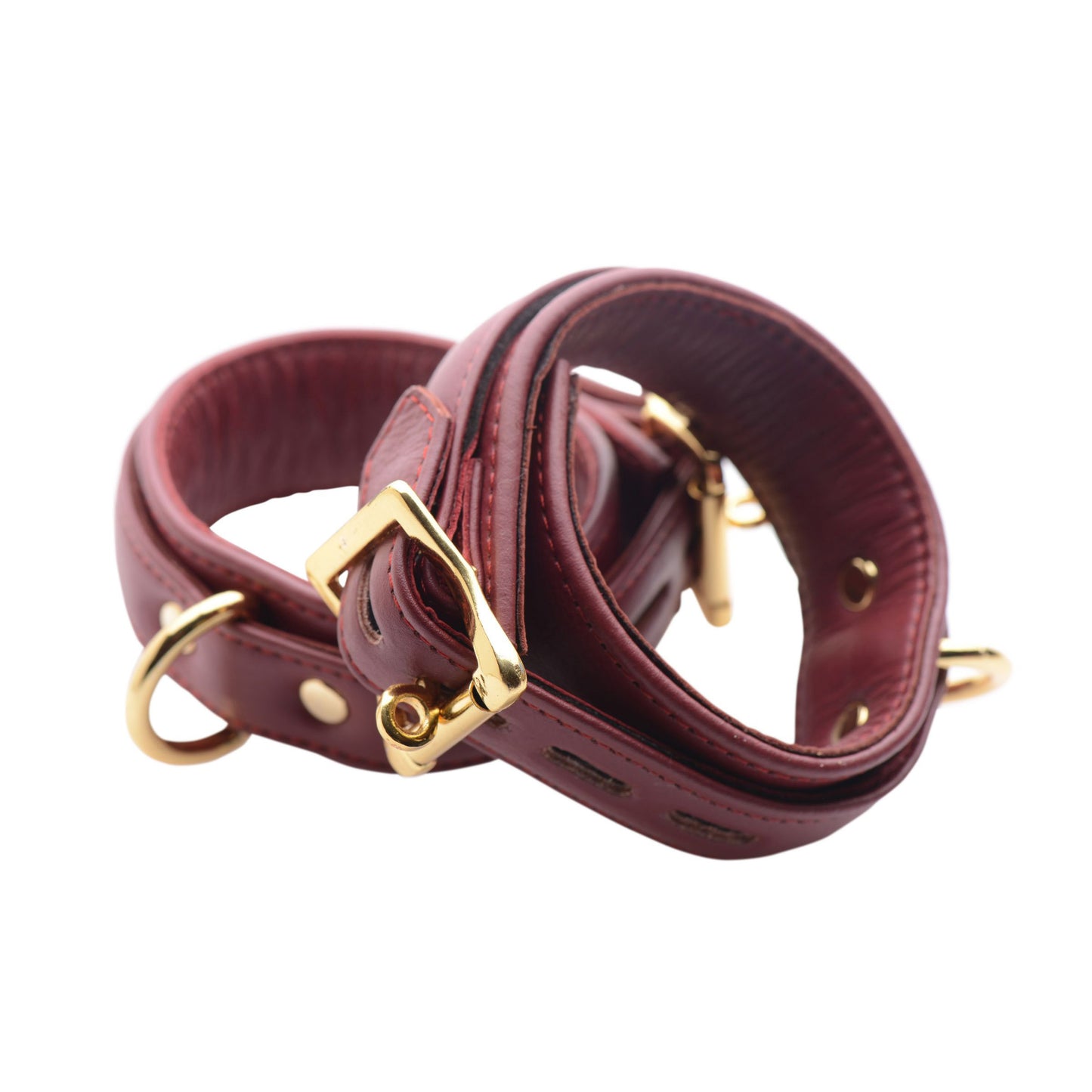 Strict Leather Luxury Burgundy Locking Wrist Cuffs