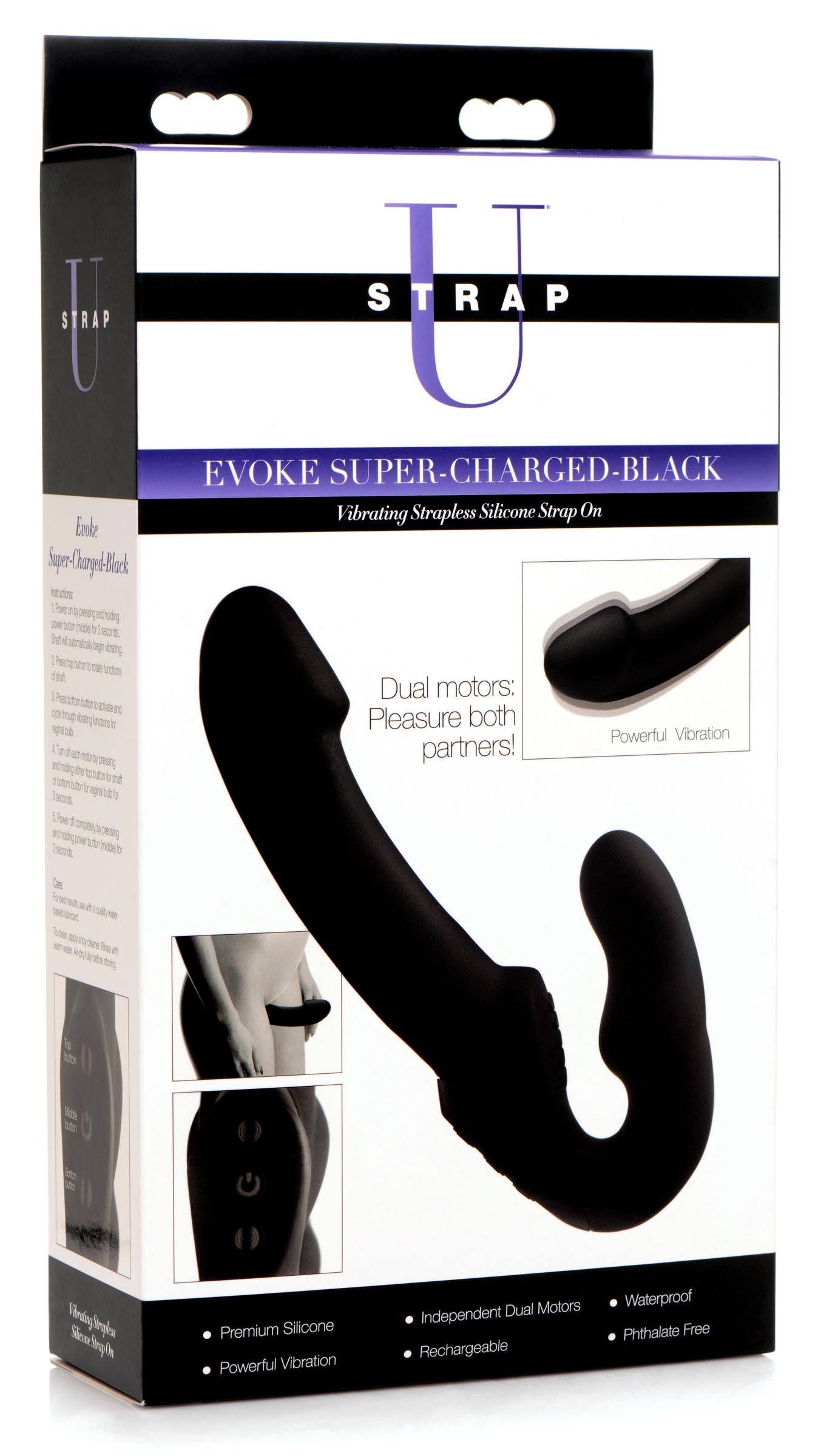 Evoke Rechargeable Vibrating Silicone Strapless Strap On -