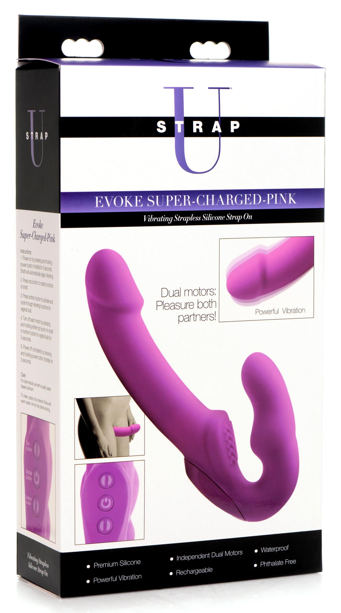 Evoke Rechargeable Vibrating Silicone Strapless Strap On -