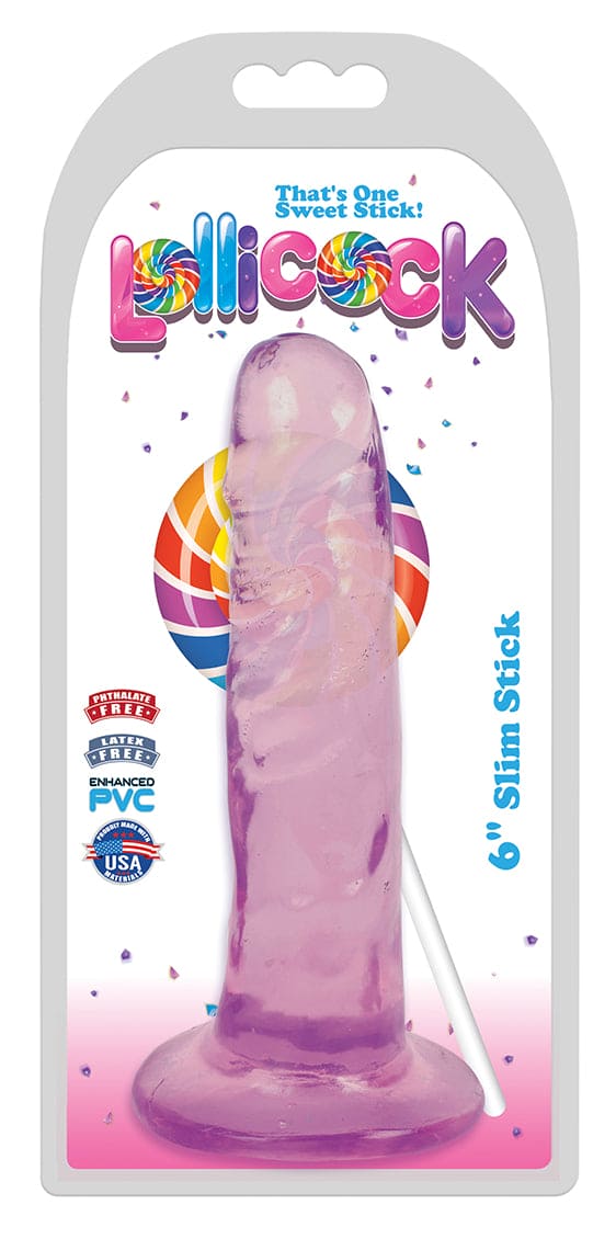 6 Inch Slim Stick with Balls Grape Ice Dildo