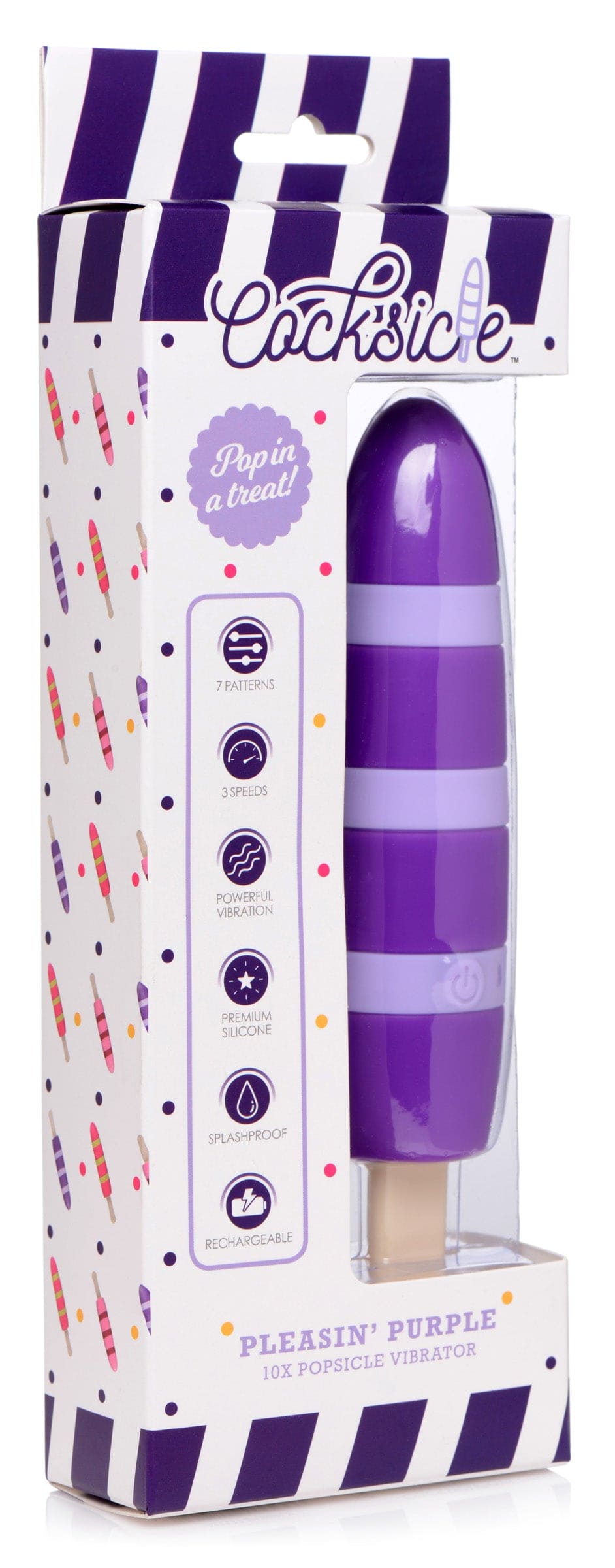 Pleasin 10X Popsicle Silicone Rechargeable Vibrator