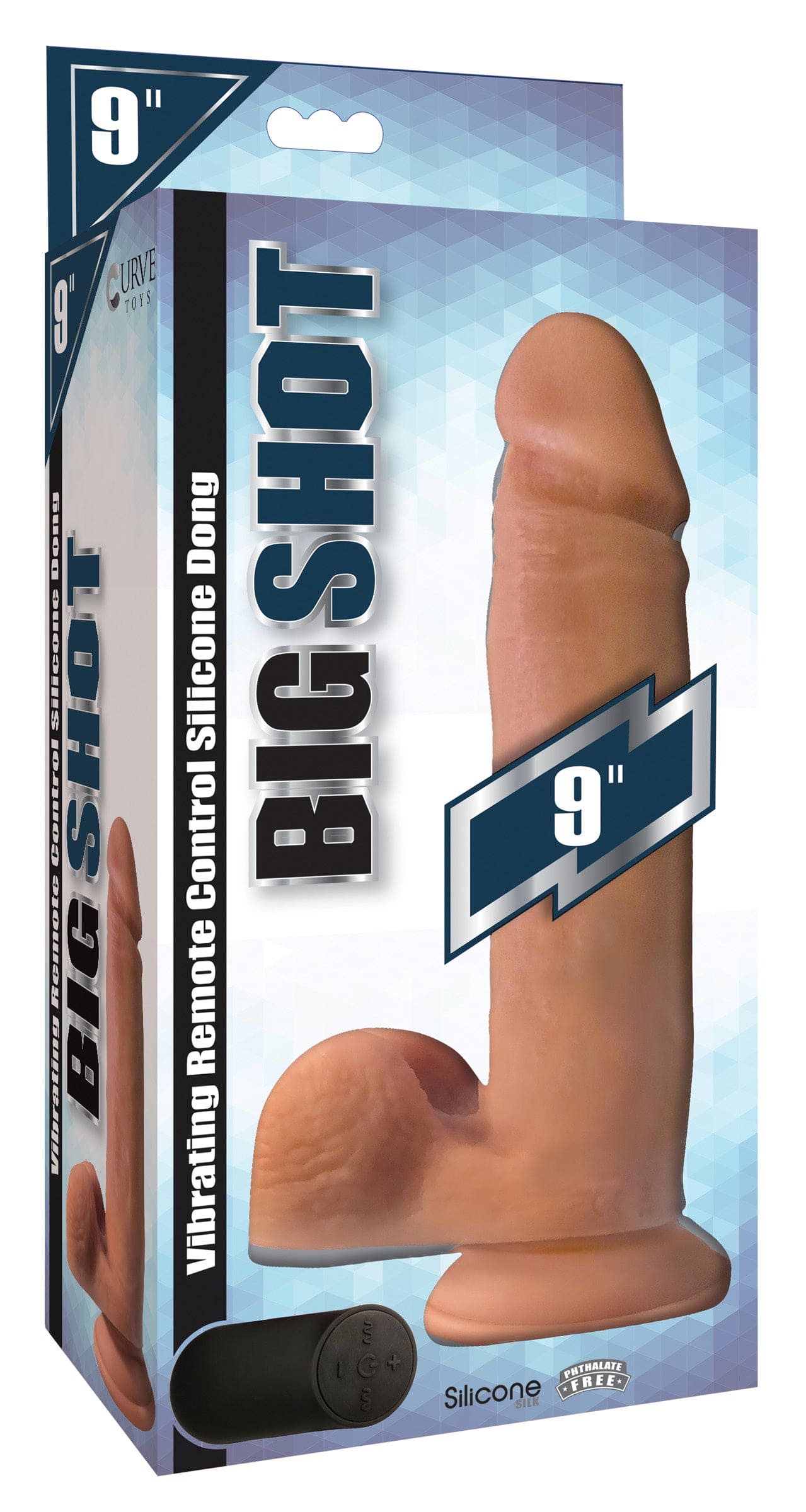 Big Shot Vibrating Remote Control Silicone Dildo with Balls - 9 Inch