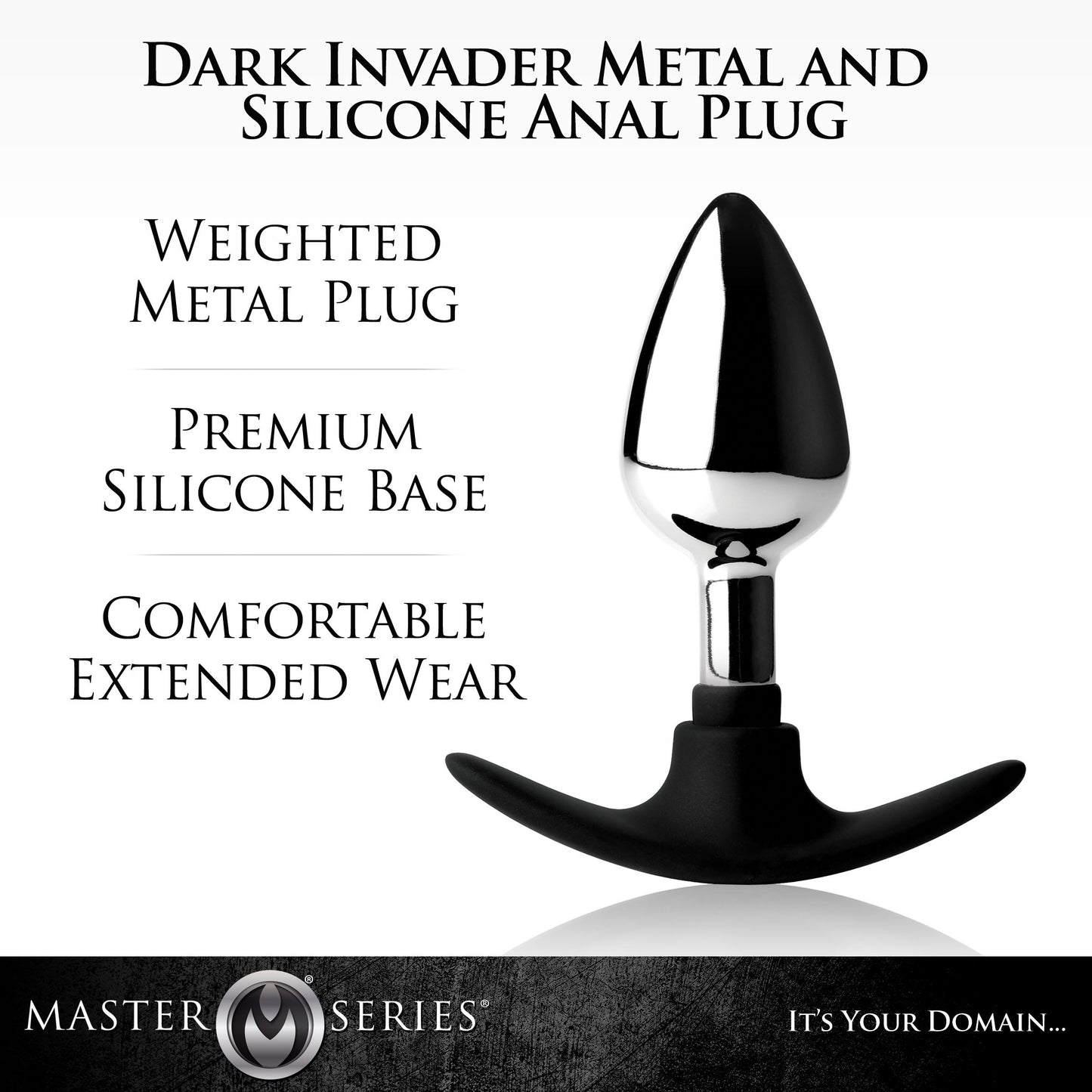 Dark Invader Metal and Silicone Anal Plug - Medium