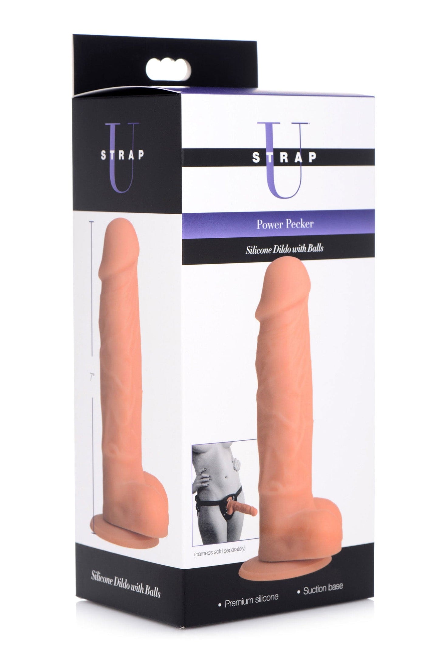 Power Pecker 7 Inch Silicone Dildo with Balls -