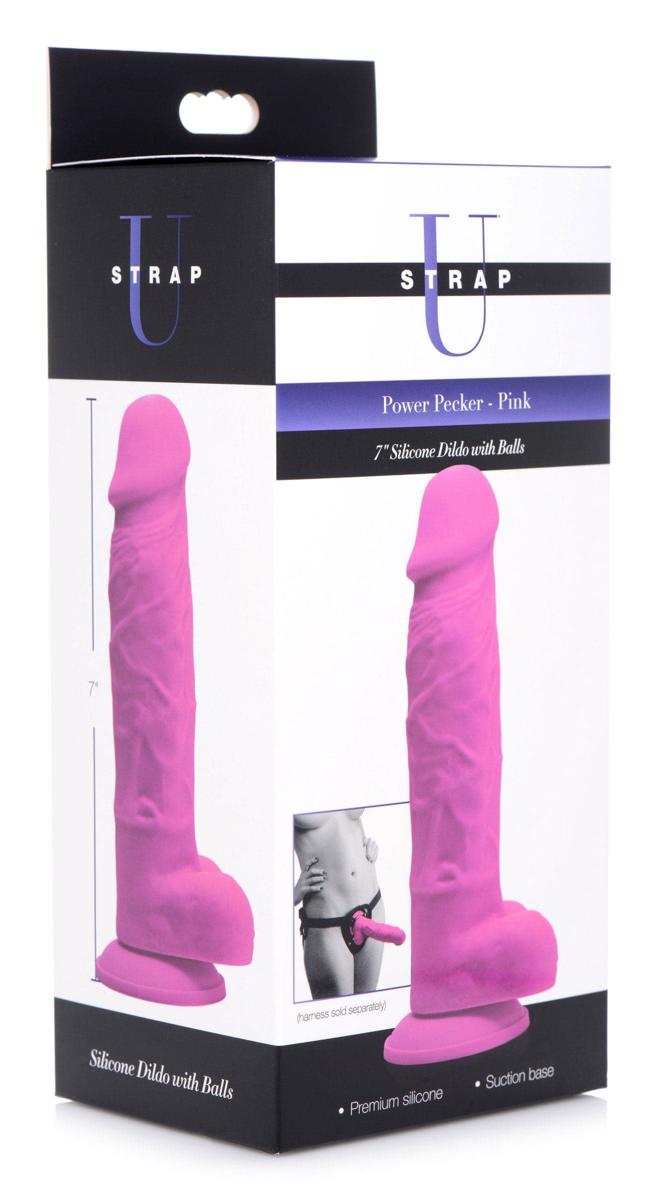 Power Pecker 7 Inch Silicone Dildo with Balls -