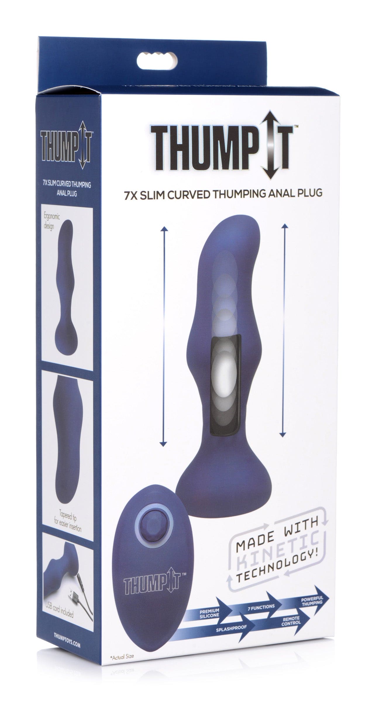 7X Slim Curved Thumping Silicone Anal Plug