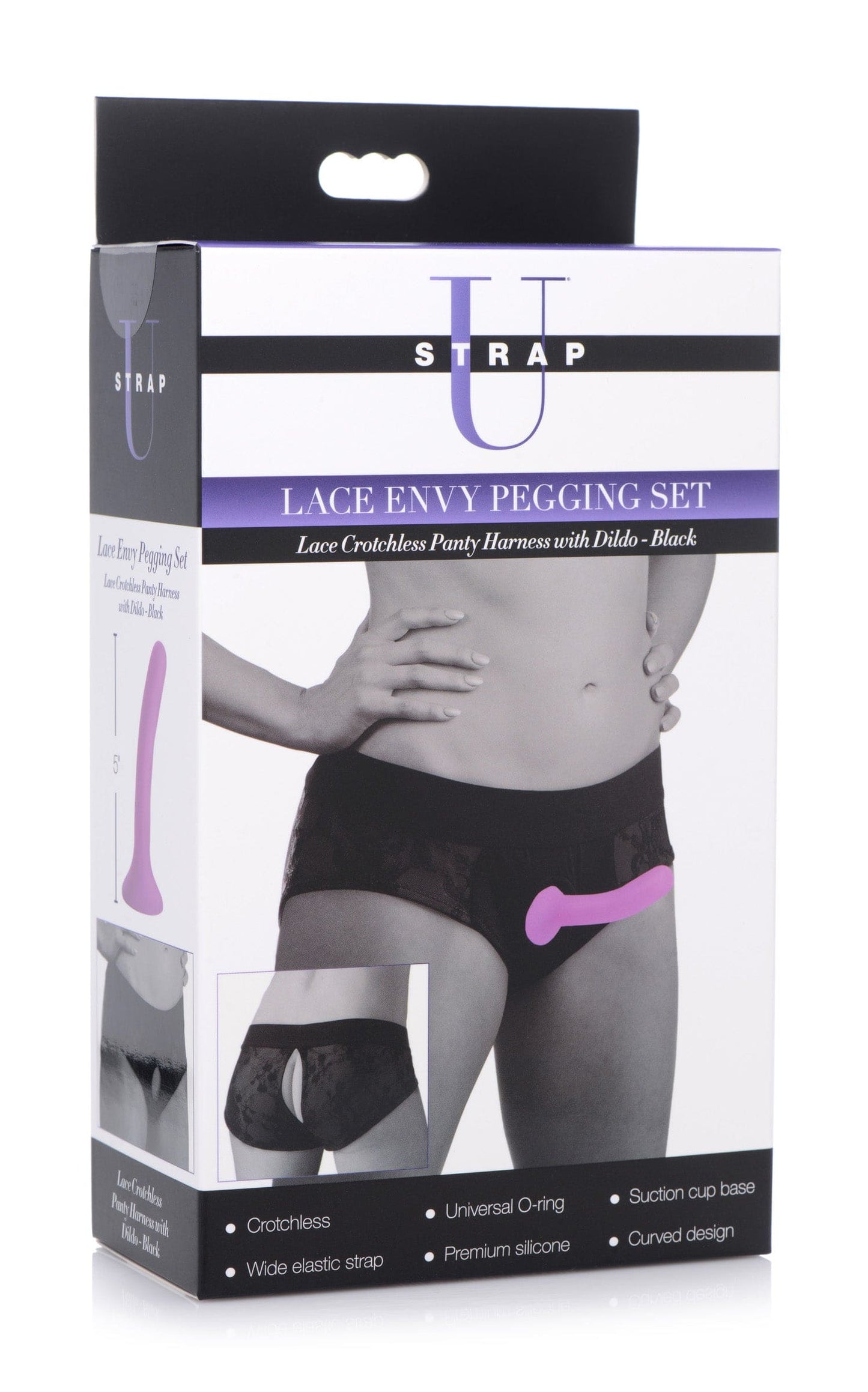 Lace Envy  Pegging Set with Lace Crotchless Panty Harness and Dildo - L-XL