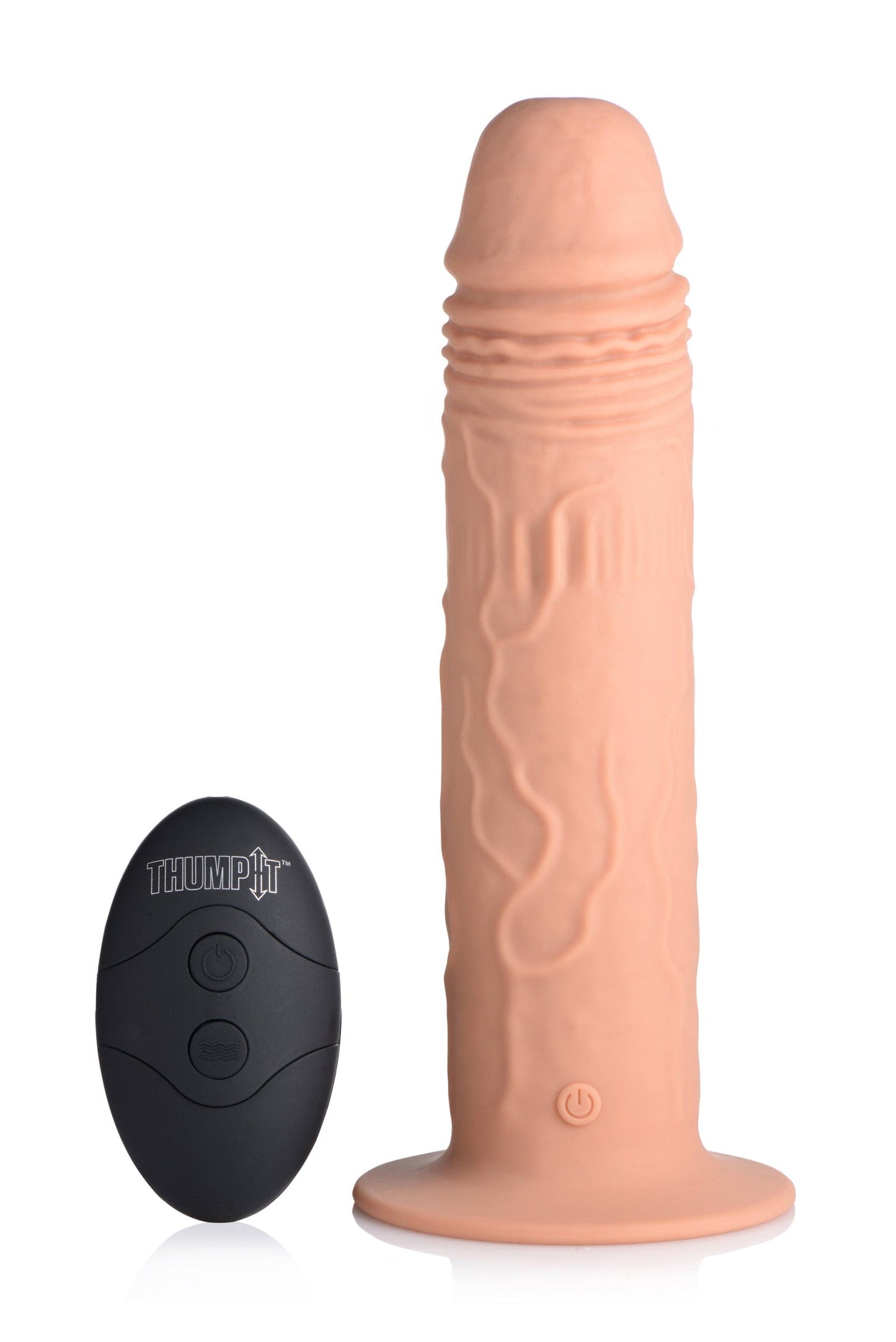 7X Remote Control Vibrating and Thumping Dildo - Dark