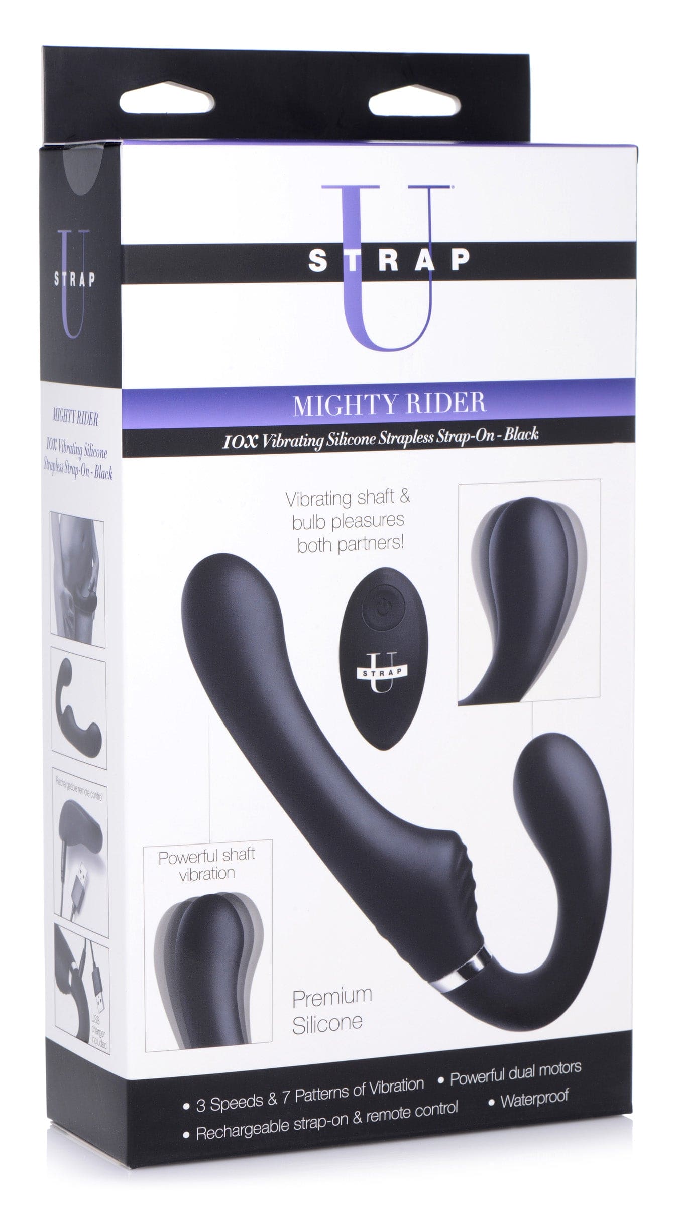 10X Vibrating Silicone Strapless Strap-on -