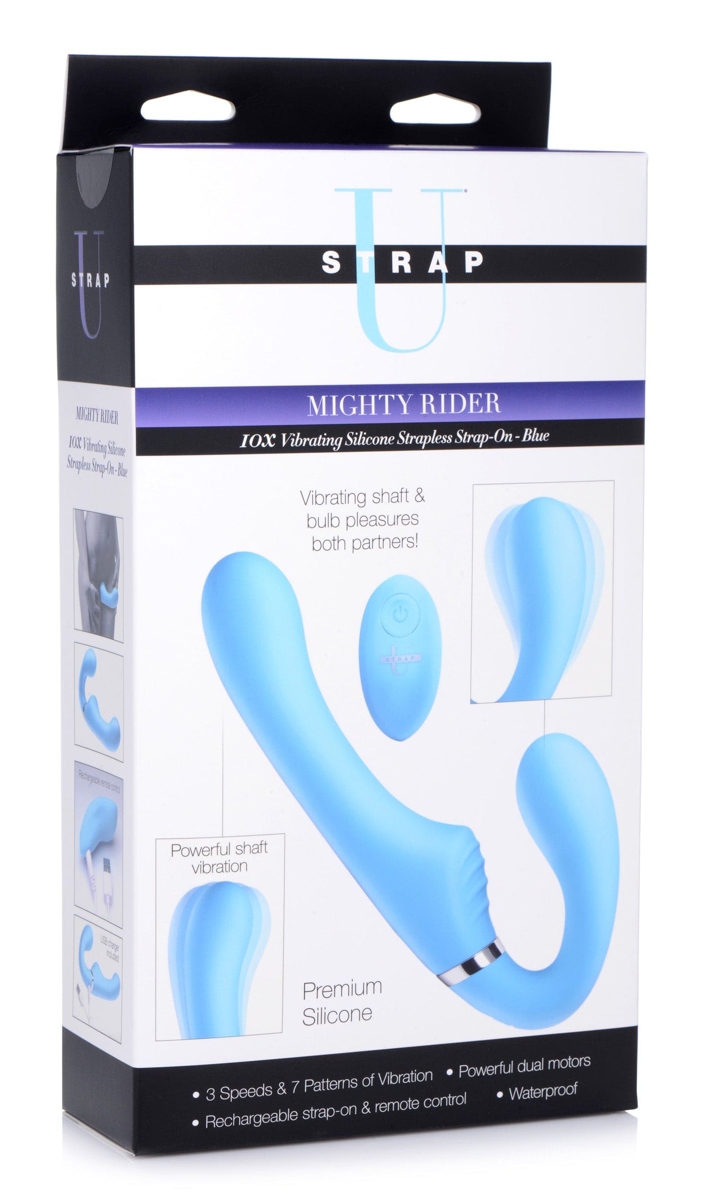 10X Vibrating Silicone Strapless Strap-on -