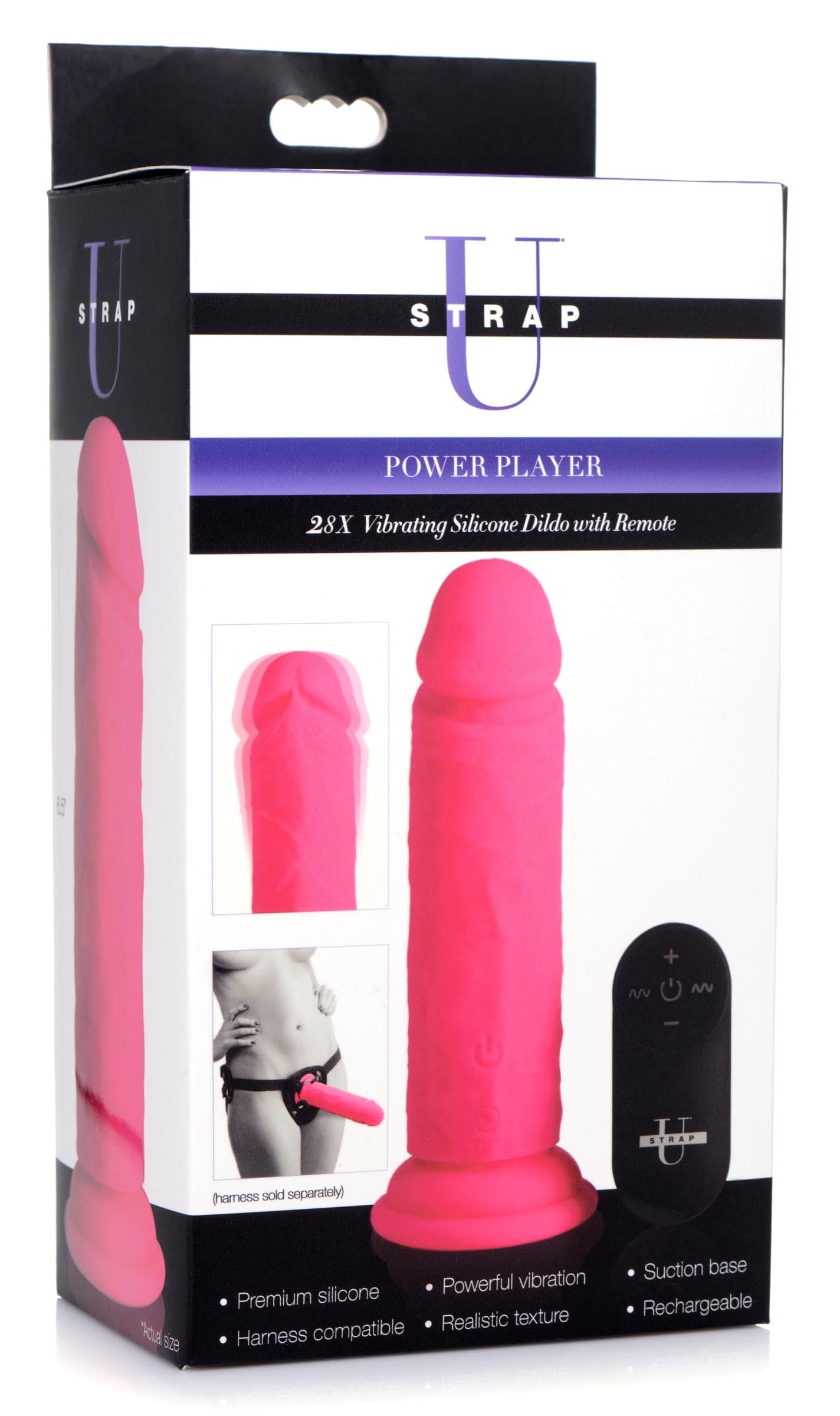 Power Player 28X Vibrating Silicone Dildo with Remote -