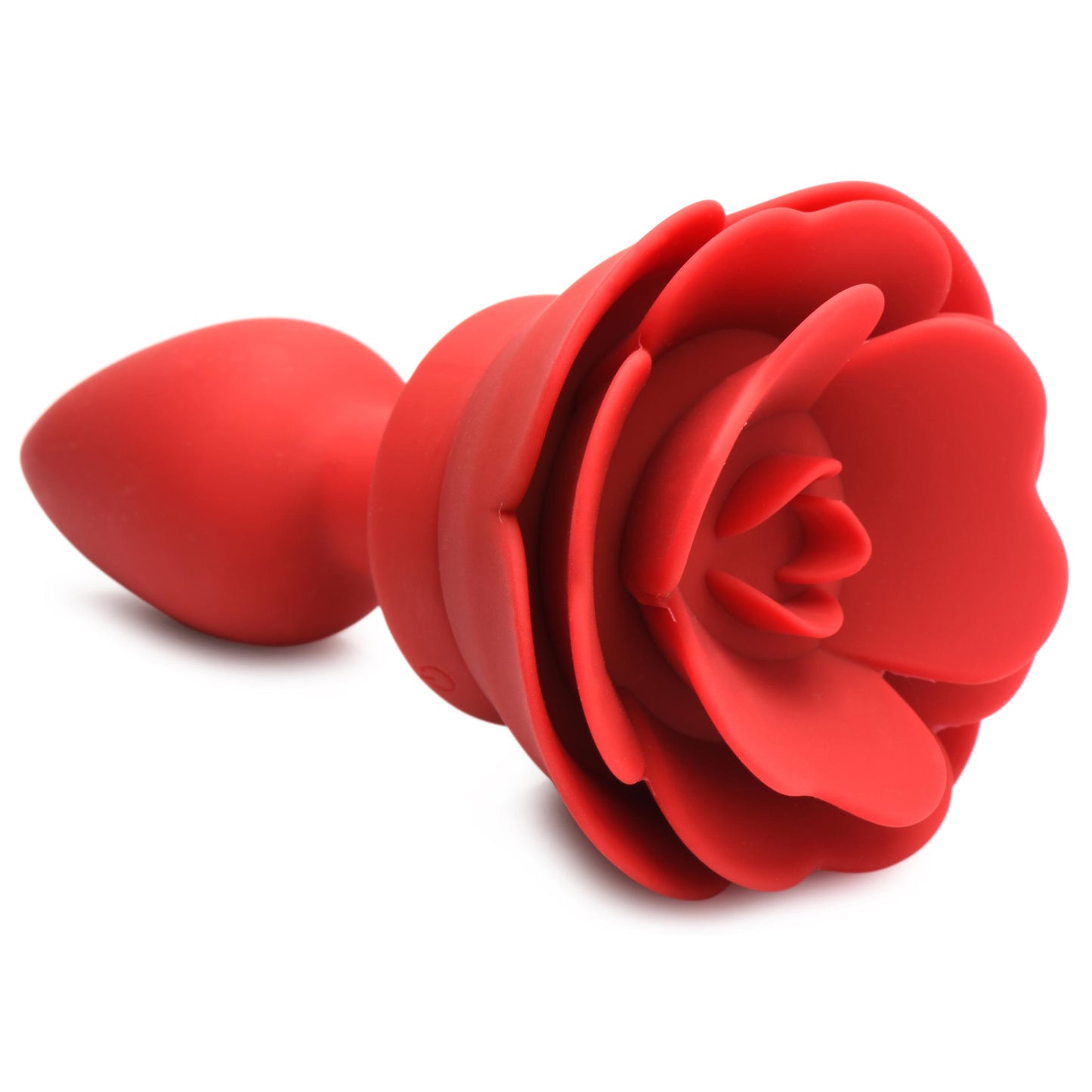 28X Silicone Vibrating Rose Anal Plug with Remote - Large