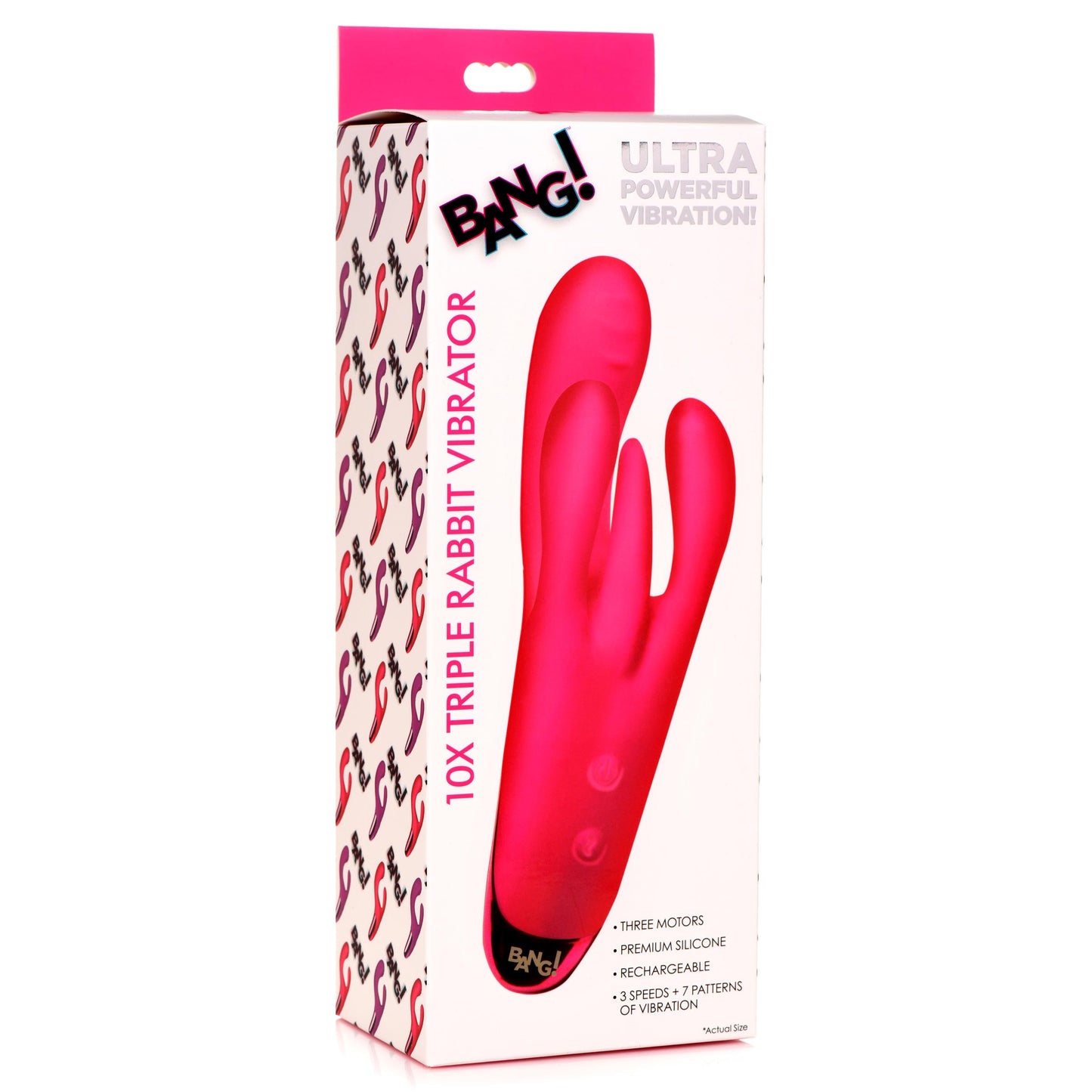 10X Triple Rabbit Silicone Vibrator -