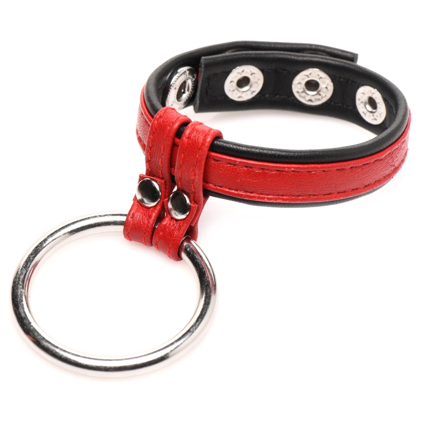 Leather and Steel Cock and Ball Ring -