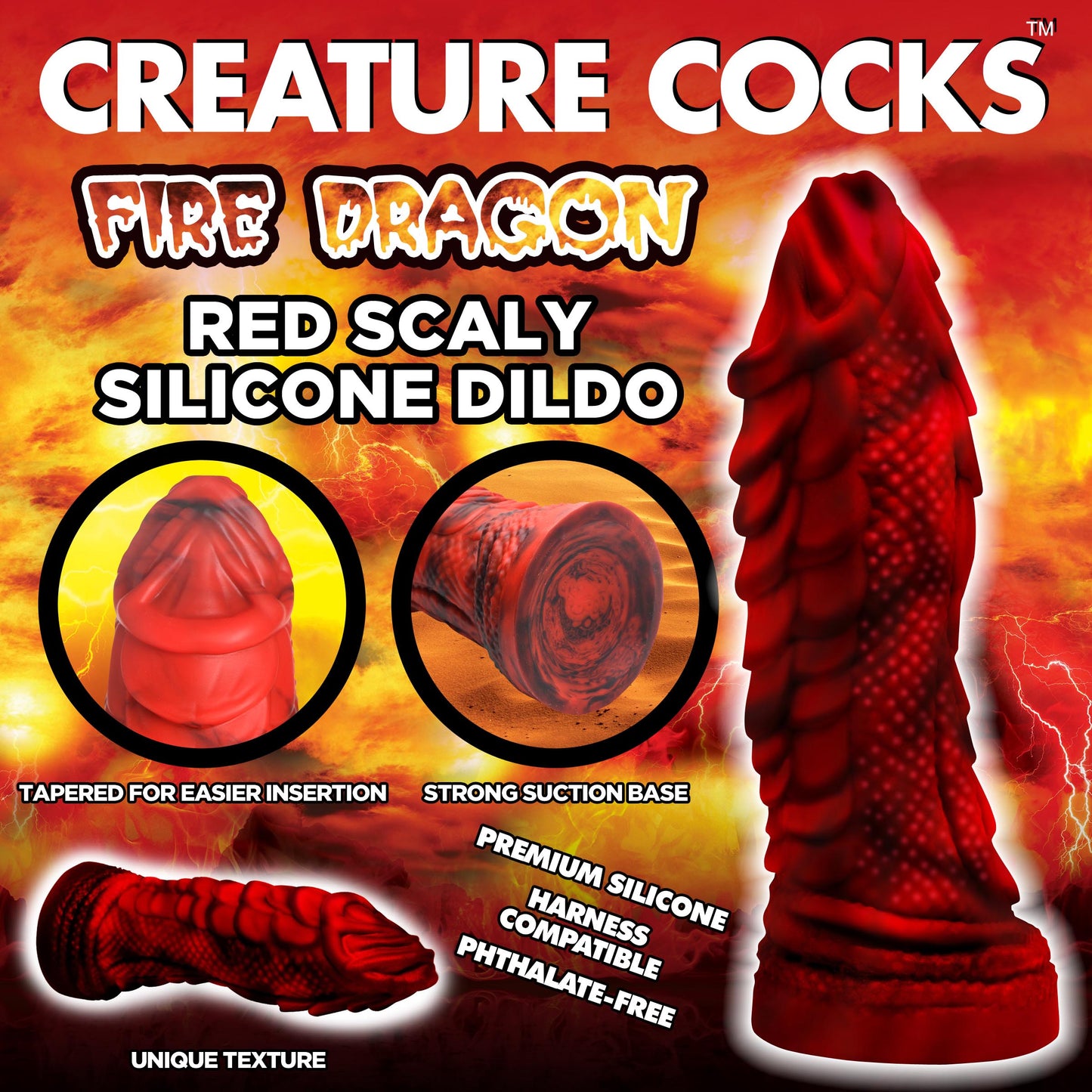 Fire Dragon  Scaly Silicone Dildo