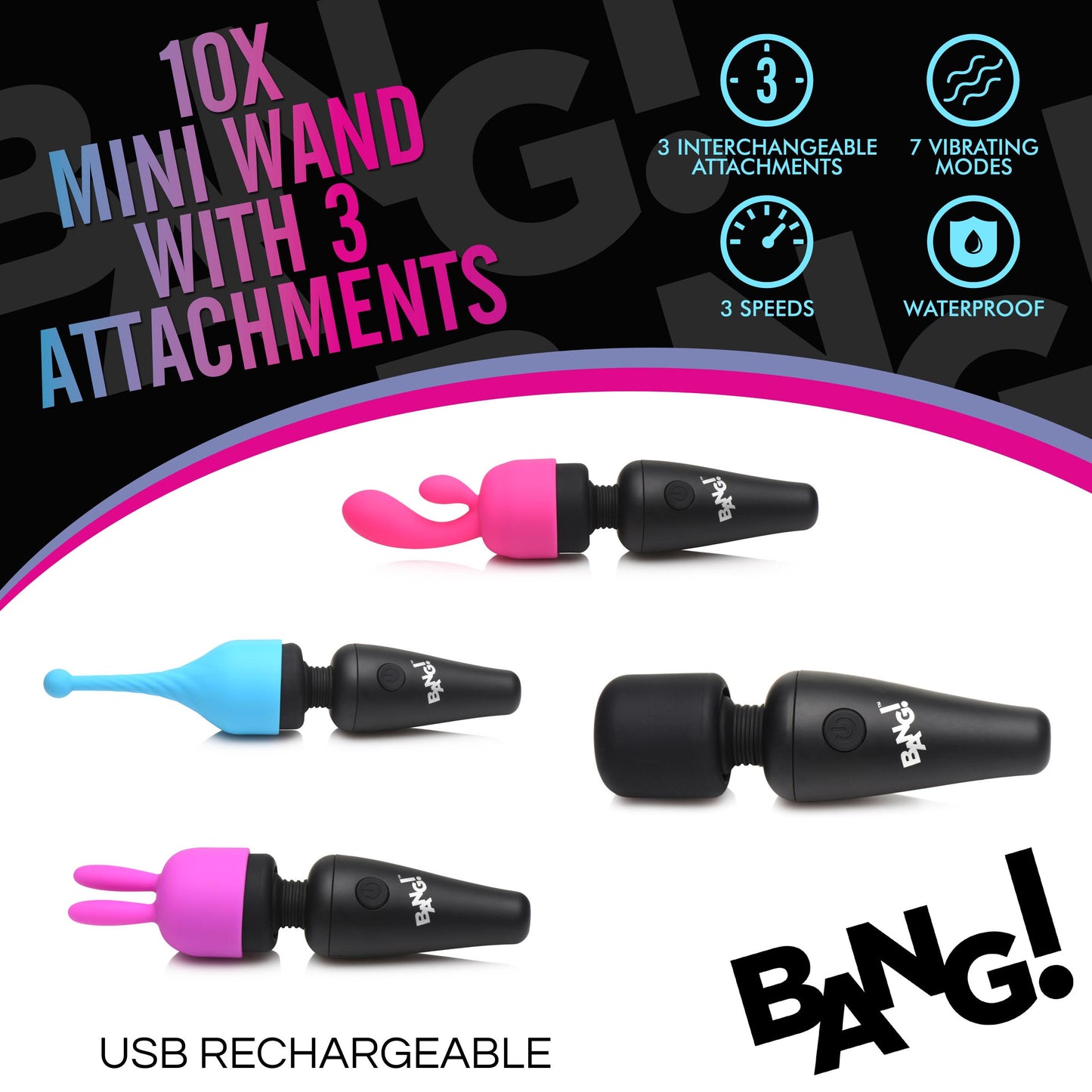 10X Mini Wand with 3 Attachments