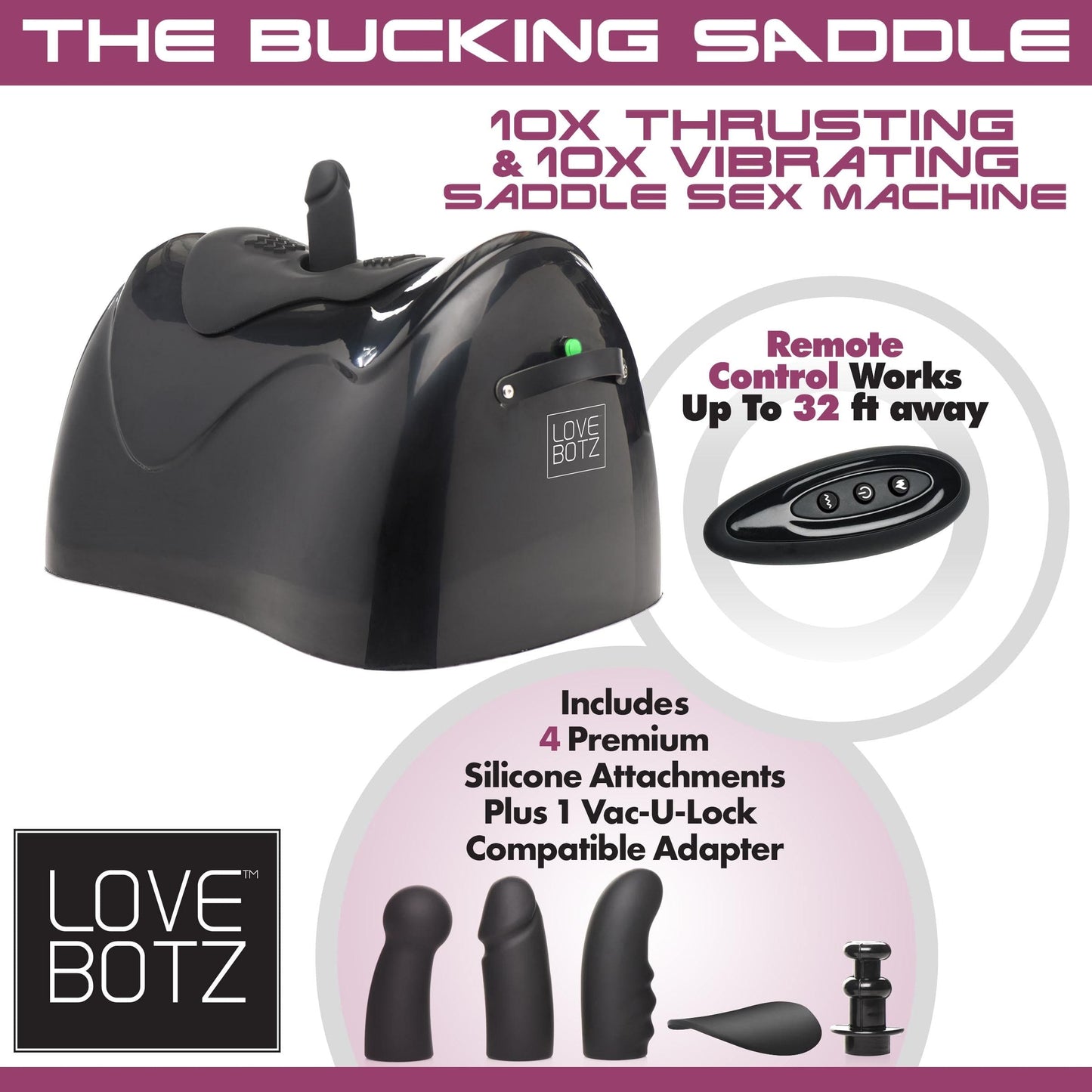 The Bucking Saddle 10X Thrusting and Vibrating Saddle Sex Machine