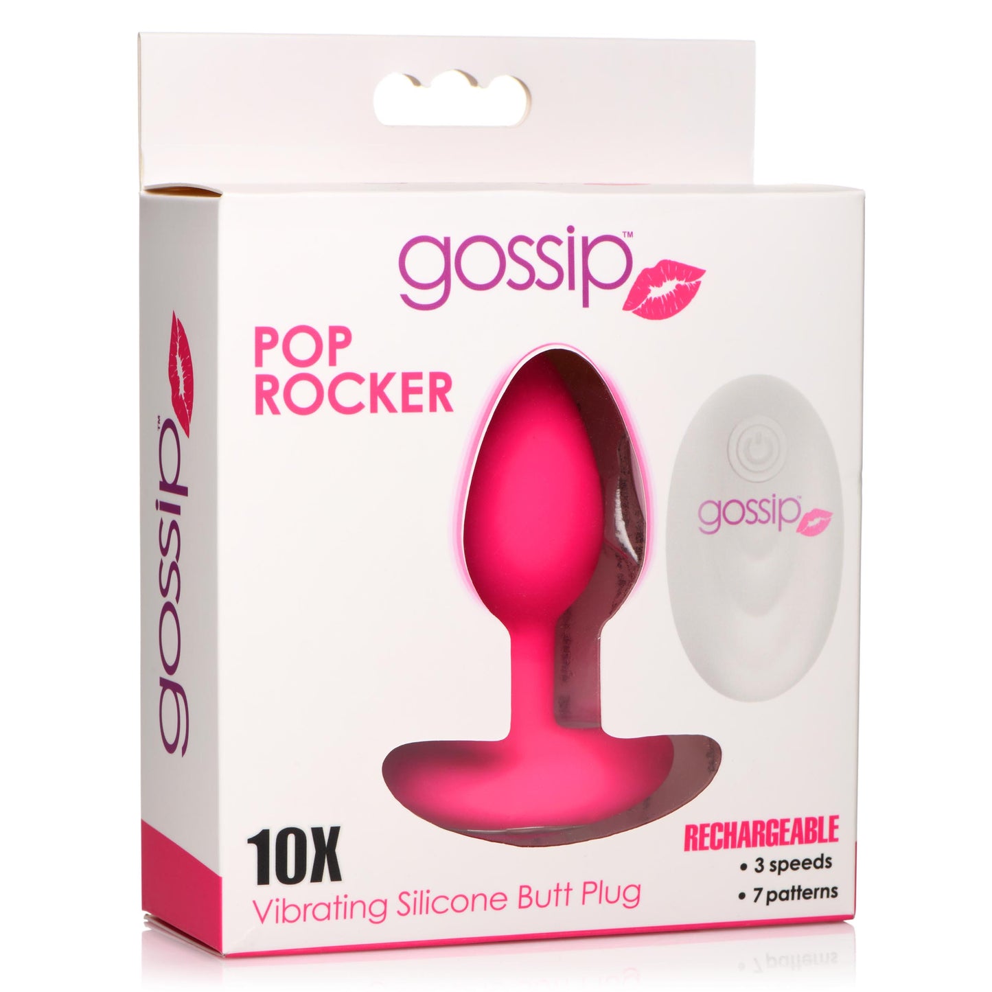 10X Pop Rocker Vibrating Silicone Plug with Remote - Violet