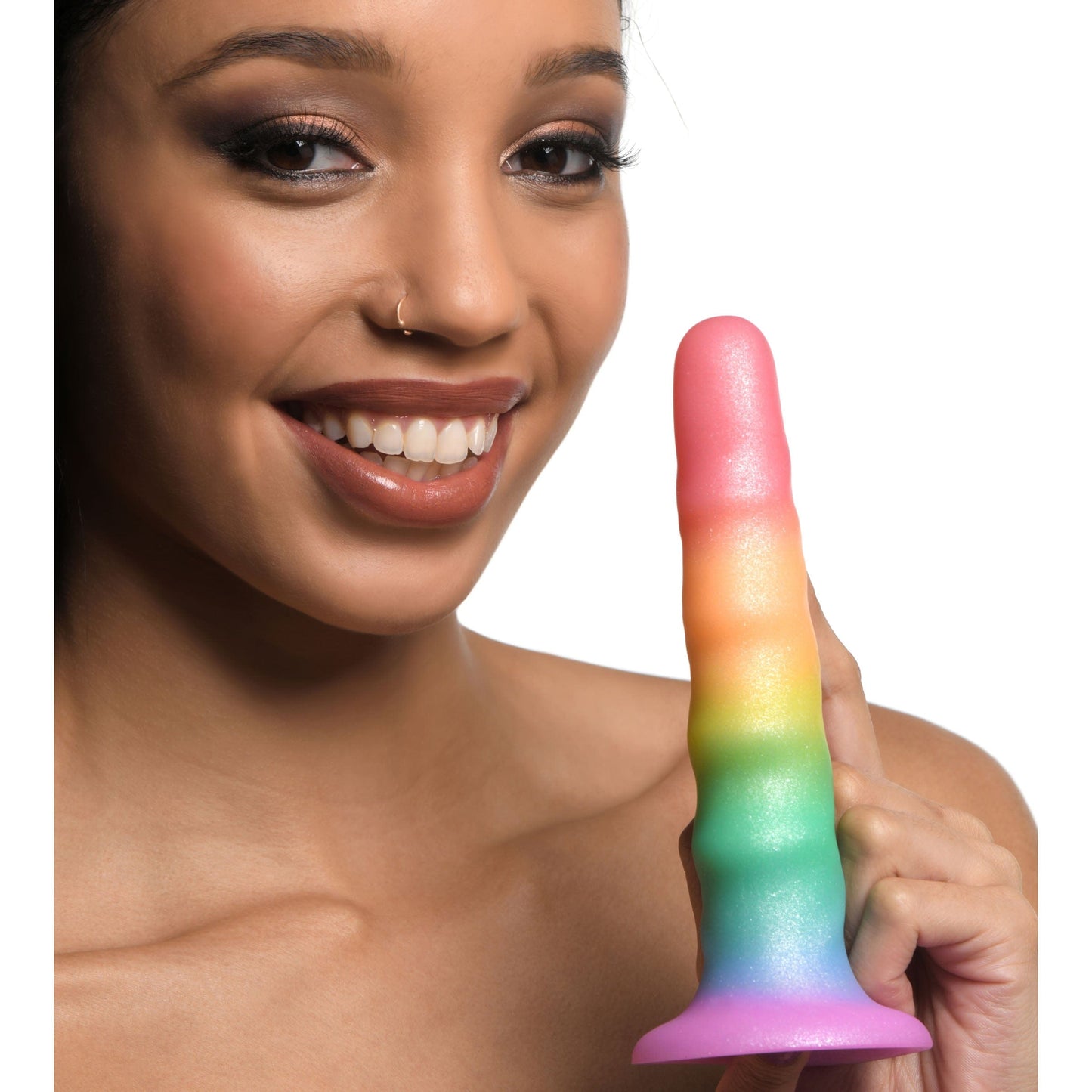 Zigzag Rainbow Silicone Dildo