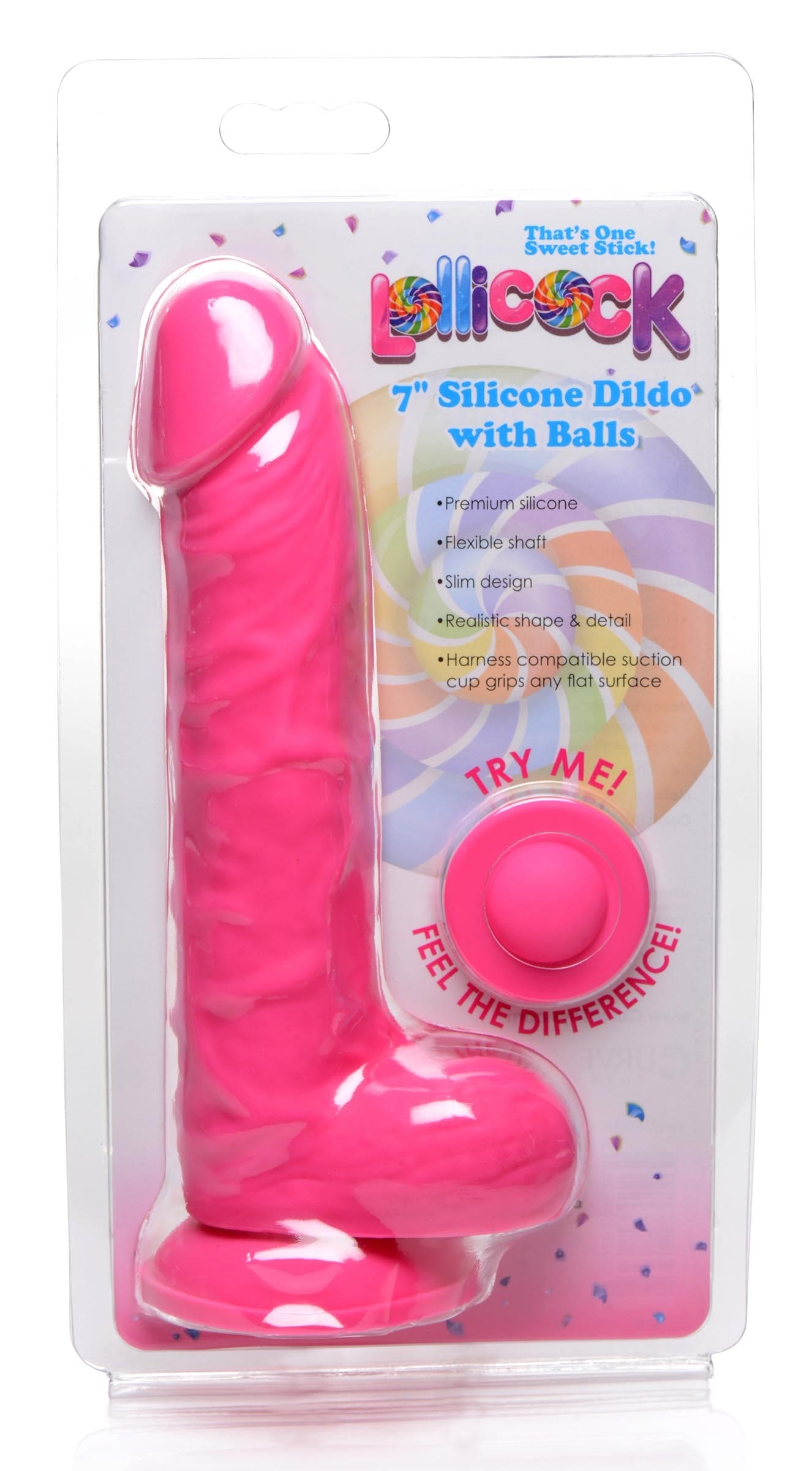 7 Inch Silicone Dildo with Balls - Cherry