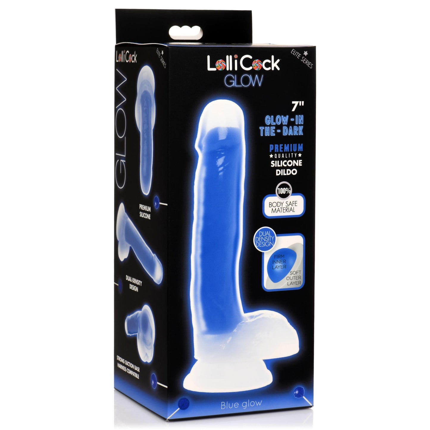 7 Inch Glow-in-the-Dark Silicone Dildo with Balls -