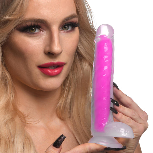 7 Inch Glow-in-the-Dark Silicone Dildo with Balls -