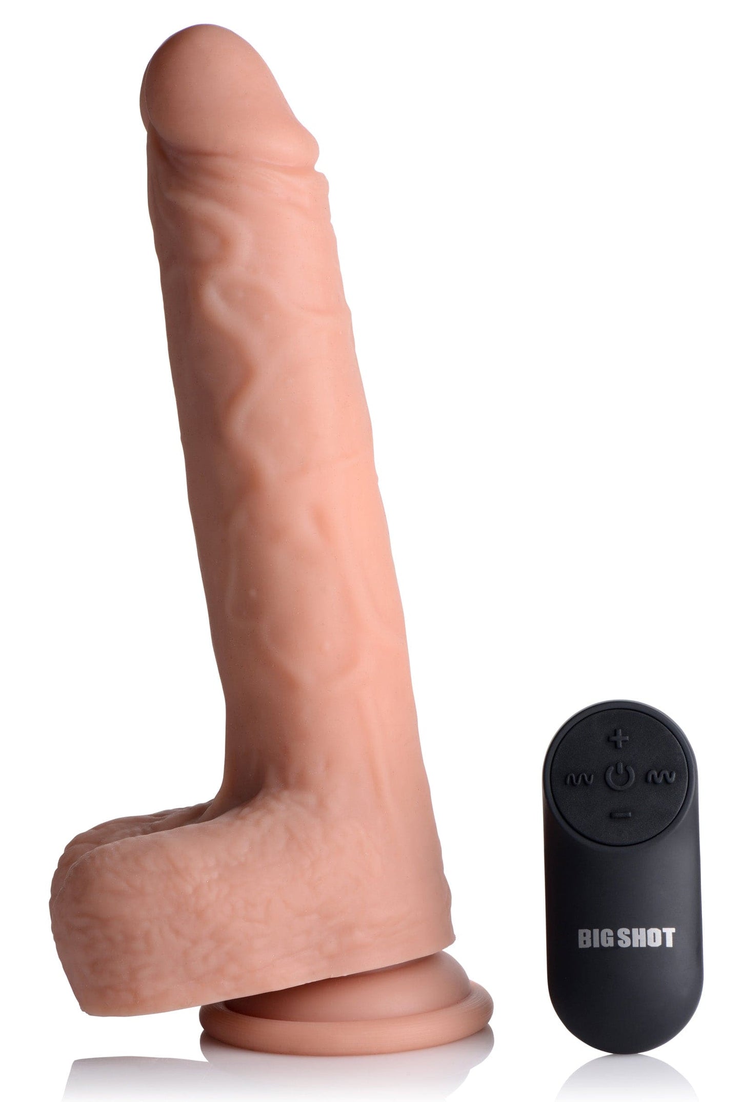 Vibrating & Thrusting Remote Control Silicone Dildo - 9 Inch