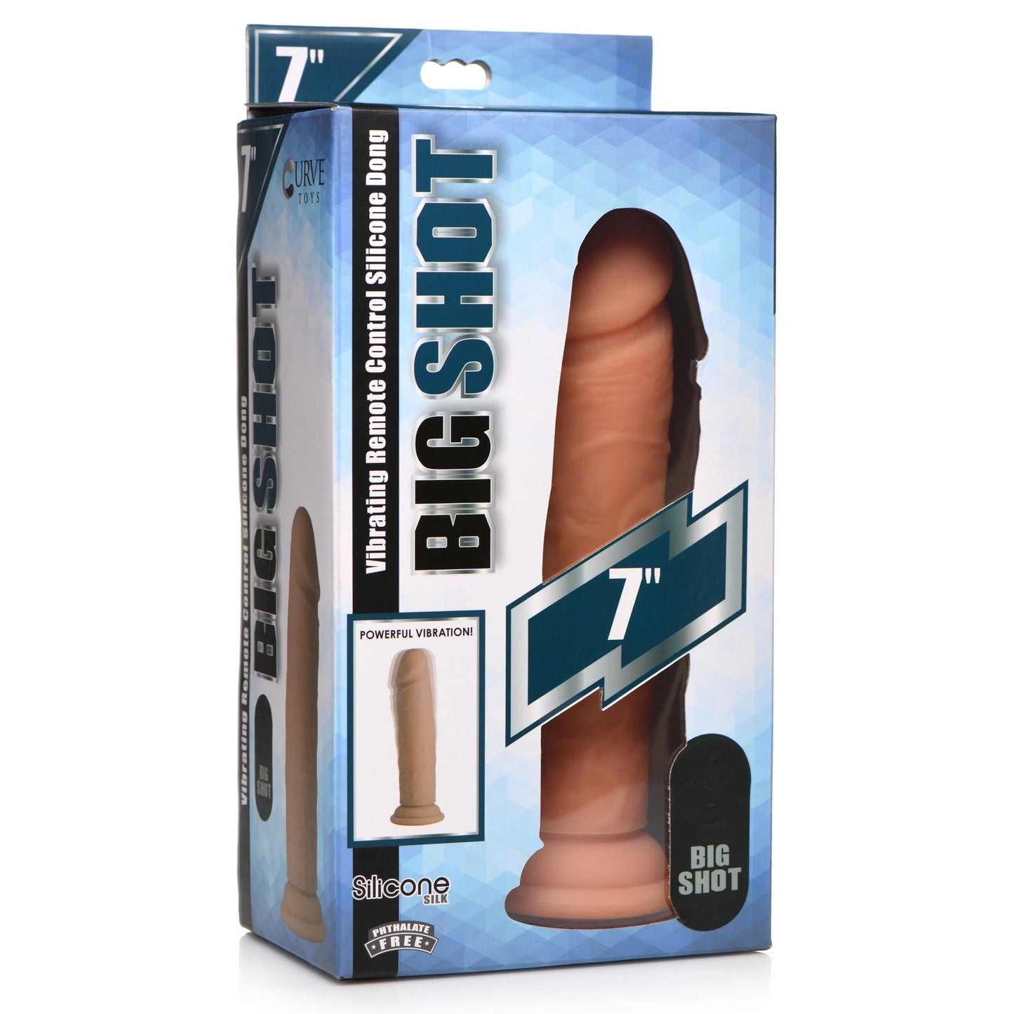 Big Shot Vibrating Remote Control Silicone Dildo - 7 Inch