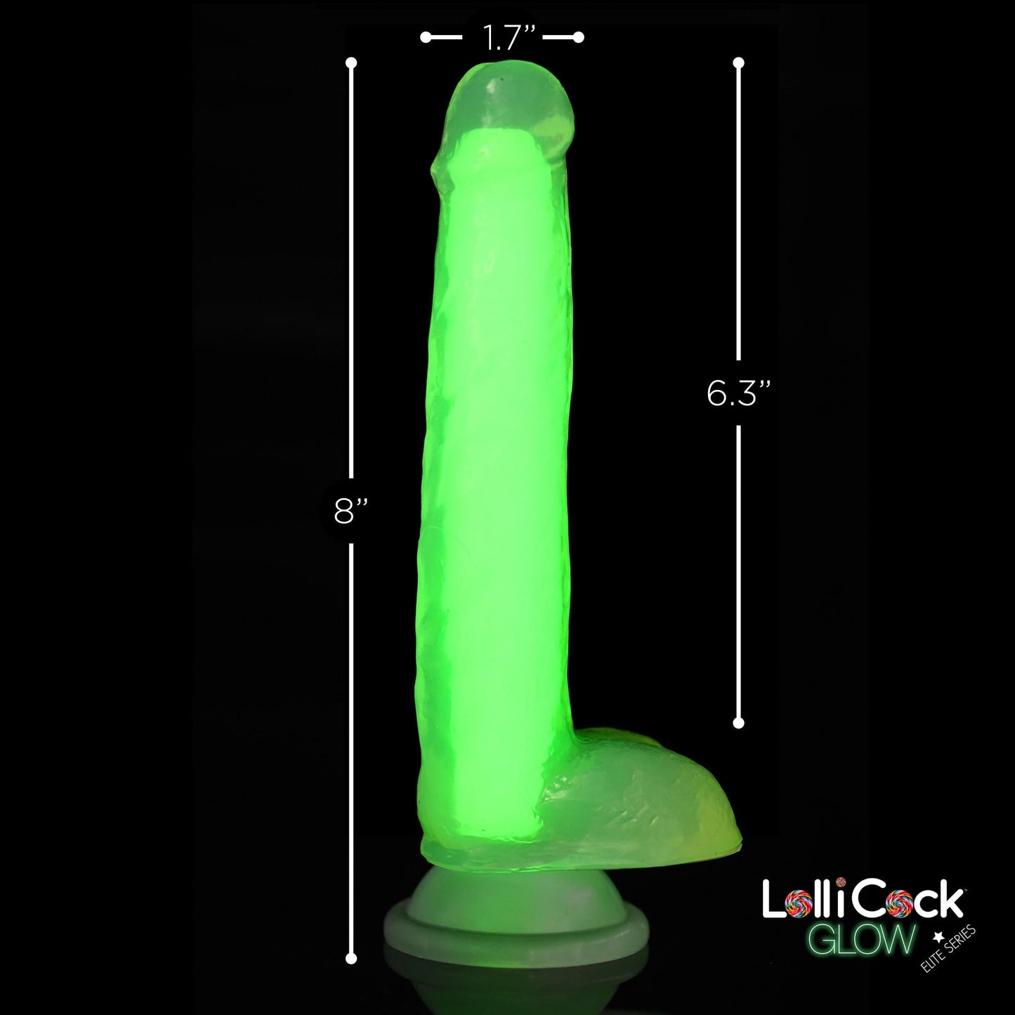 7 Inch Glow-in-the-Dark Silicone Dildo with Balls -