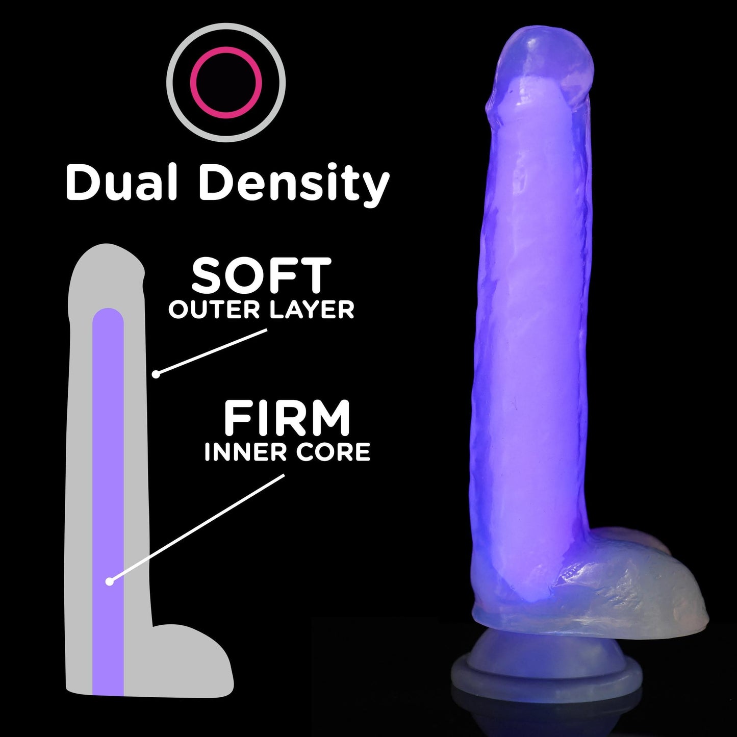 7 Inch Glow-in-the-Dark Silicone Dildo with Balls -