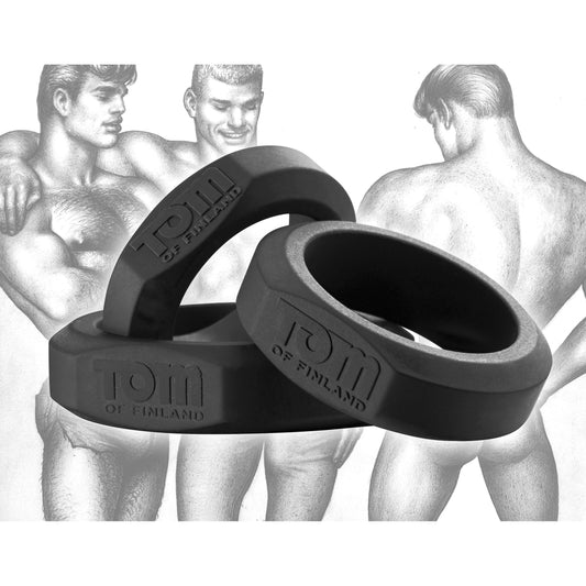 Tom of Finland 3 Piece Silicone Cock Ring Set -